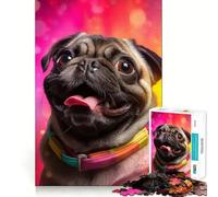Puzzle difficile "Pug Fiesta" per adulti, 1000 pezzi, gioco di logica semplice e divertente, taglio di precisione, regalo di Natale (38x26cm)
