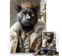 Puzzle difficile "Re Pantera Reale" per adulti, 1000 pezzi, gioco di logica e abilità, per tutta la famiglia, con intagli precisi, oggetto da collezione (38x52cm)