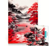 Puzzle difficile Red Lake per adulti, 1000 pezzi, migliora la memoria, rilassa la mente, bordi netti, elegante regalo (38x26cm)
