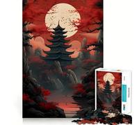Puzzle difficile Red Moon Japan per adulti, 1000 pezzi, migliora la memoria, rilassa la mente, bordi netti, elegante regalo (38x26cm)