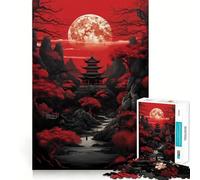 Puzzle difficile Red Moon Japan per adulti, 1000 pezzi, migliora la memoria, rilassa la mente, bordi netti, elegante regalo (38x26cm)