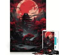 Puzzle difficile Red Moon Japan per adulti, 1000 pezzi, migliora la memoria, rilassa la mente, bordi netti, elegante regalo (50x75cm)