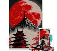 Puzzle difficile Red Moon Japan per adulti, 1000 pezzi, migliora la memoria, rilassa la mente, bordi netti, elegante regalo (38x52cm)