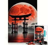 Puzzle difficile Red Moon Japan per adulti, 1000 pezzi, migliora la memoria, rilassa la mente, bordi netti, elegante regalo (50x75cm)