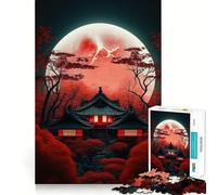 Puzzle difficile Red Moon Japan per adulti, 1000 pezzi, puro gioco di logica, attività domestica, taglio preciso, regalo adorabile (38x52cm)