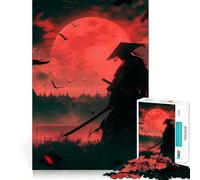 Puzzle difficile "Red Moon Samurai" per adulti, 1000 pezzi, stimola la memoria, favorisce la calma, taglio liscio, classico, regalo (38x52cm)