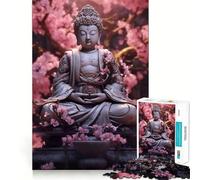 Puzzle difficile Sakura Buddha per adulti, 1000 pezzi, migliora la memoria, rilassa la mente, bordi netti, elegante regalo (38x52cm)