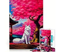 Puzzle difficile Sakura Kitsune Fox per adulti, 1000 pezzi, migliora la memoria, rilassa la mente, bordi netti, elegante regalo (50x75cm)