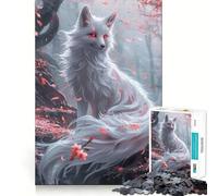Puzzle difficile Sakura Kitsune Volpe per adulti, 1000 pezzi, migliora la memoria, rilassa la mente, bordi netti, elegante regalo (38x26cm)