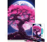 Puzzle difficile Sakura Moon Tree per adulti, 1000 pezzi, gioco intellettuale, momento di relax, taglio di qualità, (38x52cm)