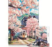 Puzzle difficile "Sakura Station" per adulti, 1000 pezzi, stimolante per la memoria, rilassante, taglio liscio, classico, regalo (50x75cm)