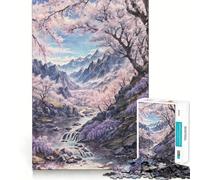 Puzzle difficile "Sakura tra le montagne" per adulti, 1000 pezzi, gioco di logica, attività domestica, taglio netto, regalo delizioso (38x26cm)