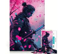 Puzzle difficile "Samurai tra i fiori rosa" per adulti, 1000 pezzi, gioco di logica e abilità, per tutta la famiglia, con intagli precisi, da collezione (38x26cm)