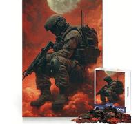 Puzzle difficile "Soldato nel cielo rosso" per adulti, 1000 pezzi, sfida mentale, svago rilassante, taglio preciso, regalo memorabile (38x26cm)