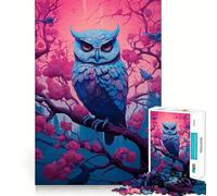 Puzzle difficile Synthwave Owl per adulti, 1000 pezzi, rinforza la memoria, allevia lo stress, bordo di alta qualità, opera d'arte 50x75cm