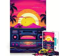 Puzzle difficile Synthwave per adulti, 1000 pezzi, gioco di logica stimolante, ideale per momenti di condivisione, bordi trasparenti, regalo perfetto (38x26cm)