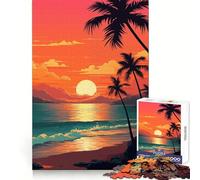 Puzzle difficile "Tramonto sulla spiaggia" per adulti, 1000 pezzi, ideale per rafforzare la memoria, alleviare lo stress e creare un'opera d'arte di alta qualità 38x26cm