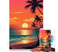 Puzzle difficile "Tramonto sulla spiaggia" per adulti, 1000 pezzi, ideale per rafforzare la memoria, alleviare lo stress e creare un'opera d'arte di alta qualità 38x26cm