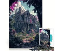 Puzzle difficile "Villa invasa dalla vegetazione" per adulti, 1000 pezzi, memory foam, facile da assemblare, immagine rilassante, regalo artistico (50x75cm)