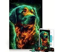 Puzzle difficoltoso con cane retriever in fiamme, 1000 pezzi, ideale per adulti, gioco di intelletto, momento di relax, taglio di qualità, (38x52cm)