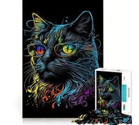 Puzzle difficoltoso con gatto retrò e occhiali, 1000 pezzi, ideale per adulti, con un design che stimola la memoria, favorisce la calma e permette tagli precisi Regalo classico (50x75cm)