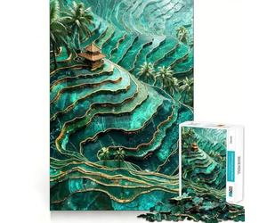 Puzzle difficoltoso Kintsugi con motivo a terrazze di riso, 1000 pezzi, per adulti, ideale per attività rilassanti e distensive, regalo speciale (38x26cm)