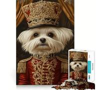 Puzzle difficoltoso Neobarocco con cane Maltese, 1000 pezzi, gioco di logica stimolante, ideale per momenti di condivisione, con bordi trasparenti, regalo perfetto (38x26cm)