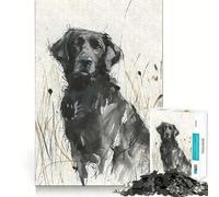 Puzzle difficoltoso per adulti con disegno di un retriever in un campo, 1000 pezzi, gioco di logica fine, divertente e rilassante, bordi precisi, regalo pensato (50x75cm)
