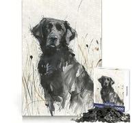 Puzzle difficoltoso per adulti con disegno di un retriever in un campo, 1000 pezzi, gioco di logica fine, divertente e rilassante, bordi precisi, regalo pensato (50x75cm)
