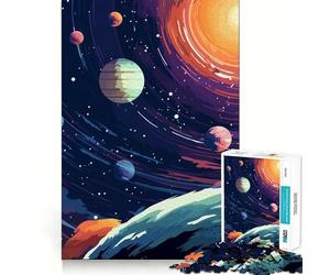 Puzzle difficoltoso "Pianeti e Spazio" per adulti, 1000 pezzi, sfida mentale, svago rilassante, taglio preciso, regalo memorabile (38x52cm)