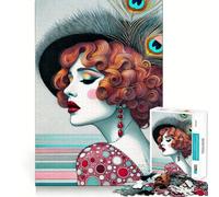 Puzzle difficoltoso "Retro Bellezza dai Capelli Rossi" per adulti, 1000 pezzi, gioco di logica e abilità, per tutta la famiglia, con intagli precisi, oggetto da collezione (38x26cm)