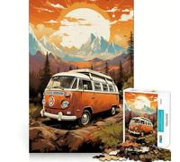 Puzzle difficoltoso "Retro VW Bus Mountain Ride" per adulti, 1000 pezzi, gioco di logica e abilità per tutta la famiglia, taglio preciso, oggetto da collezione (38x26cm)