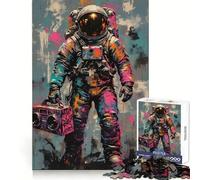 Puzzle digitale colorato con astronauta e stereo portatile, 1000 pezzi, ideale per ragazzi Pensa che il tempo dell'allenamento sia ben speso Bordi definiti Regalo festivo (38x26cm)