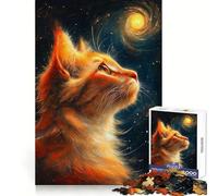 Puzzle digitale con gatto che guarda una galassia, 1000 pezzi, stimolante per la memoria, rilassante e divertente, con taglio liscio, ideale come regalo di compleanno (38x52cm)