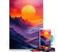 Puzzle digitale con tramonto su una catena montuosa per adulti, 1000 pezzi, gioco per esercizi mentali, momento di relax, design da assemblare, (38x52cm)