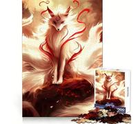 Puzzle digitale con volpe a nove code per ragazzi, 1000 pezzi, gioco di intelletto, evasione rilassante, taglio di qualità, regalo stagionale (38x26cm)