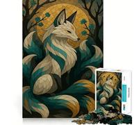 Puzzle digitale con volpe a nove code per ragazzi, 1000 pezzi, gioco di logica stimolante, tranquillo, con bordi nitidi, regalo elegante (50x75cm)