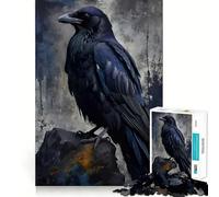 Puzzle digitale "Corvo appollaiato su una roccia" da 1000 pezzi per ragazzi, gioco di logica, ideale per momenti di relax, con taglio preciso e pezzo da collezione (50x75cm)