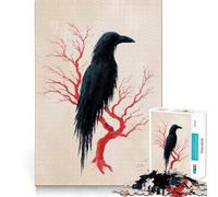 Puzzle digitale "Corvo su albero rosso" da 1000 pezzi per ragazzi, gioco di logica fine, facile da completare, bordi netti, regalo per le festività (50x75cm)