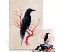 Puzzle digitale "Corvo su albero rosso" da 1000 pezzi per ragazzi, gioco di logica fine, facile da completare, bordi netti, regalo per le festività (50x75cm)