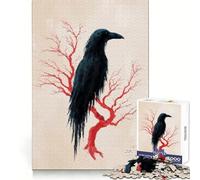 Puzzle digitale "Corvo su albero rosso" per adolescenti, 1000 pezzi, con grafica accattivante, ideale per rilassarsi e per una collezione di opere d'arte nitide (38x52cm)
