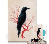 Puzzle digitale "Corvo su albero rosso" per adulti, 1000 pezzi, gioco intelligente, rilassante e divertente, da assemblare, regalo perfetto (38x26cm)