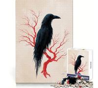 Puzzle digitale "Corvo su albero rosso" per adulti, 1000 pezzi, gioco intelligente, rilassante e divertente, da assemblare, regalo perfetto (38x26cm)
