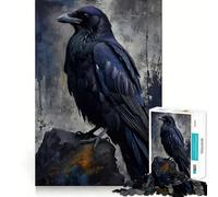 Puzzle digitale da 1000 pezzi con corvo appollaiato su una roccia, ideale per ragazzi, gioco di gruppo, attività creative e regalo classico (38x52cm)