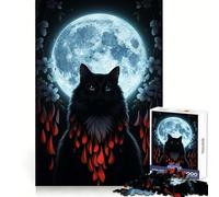 Puzzle digitale da 1000 pezzi con gatto nero e luna, ideale per adulti, per allenare la concentrazione, per il relax e il tempo libero Bordi sottili Regalo di Natale unico (38x52cm)