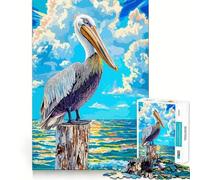 Puzzle digitale da 1000 pezzi con raffigurazione di un pellicano su un palo ideale per adulti e ragazzi Gioco stimolante per la mente divertimento rilassante bordi netti regalo memorabile (38x26cm)