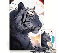 Puzzle digitale da 1000 pezzi con tigre bianca e luna,ideale per allenare la mente,con incastri precisi e senza spazi vuoti,un'attività divertente per rafforzare i legami affettivi (50x75cm)