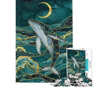 Puzzle digitale da 1000 pezzi per ragazzi con balena sotto la luna Gioco divertente decorazione perfetta ideale come regalo per tutta la famiglia (dimensioni 38x52cm)