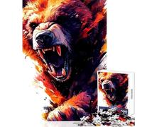 Puzzle digitale da 1000 pezzi raffigurante un orso ruggente decorazione da parete regalo per compleanni gioco rompicapo con pezzi completamente incastrati e di forma casuale dimensioni 38x52cm