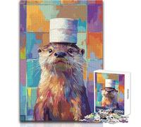 Puzzle digitale da 1000 pezzi raffigurante una lontra con cappello, per adulti, gioca e impara, attività intelligente, sentito per festeggiare, dimensioni 50x75cm
